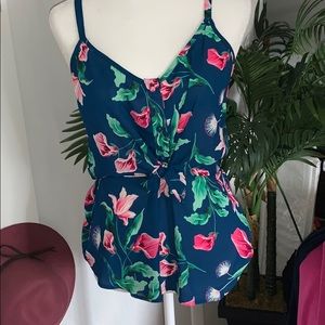 Floral tank with cute buttons fit and flare